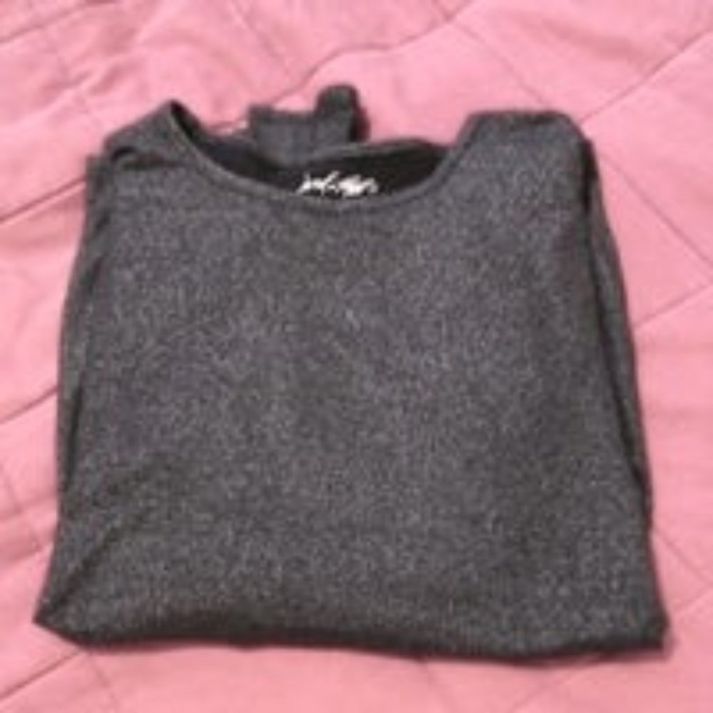Lord & Taylor Glittered Charcoal Gray Crew Neck L/S Top S